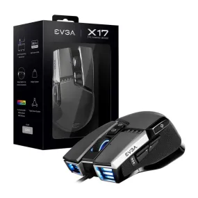 EVGA X17 Gaming Mouse, Wired, Grey, Customizable, 16,000 DPI, 5 Profiles, 10 Buttons, Ergonomic