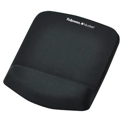 Fellowes Mouse Pad and Wrist Support Plush Touch - Black