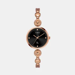 Fria Women's Black Analog Brass Watch TWEL18203