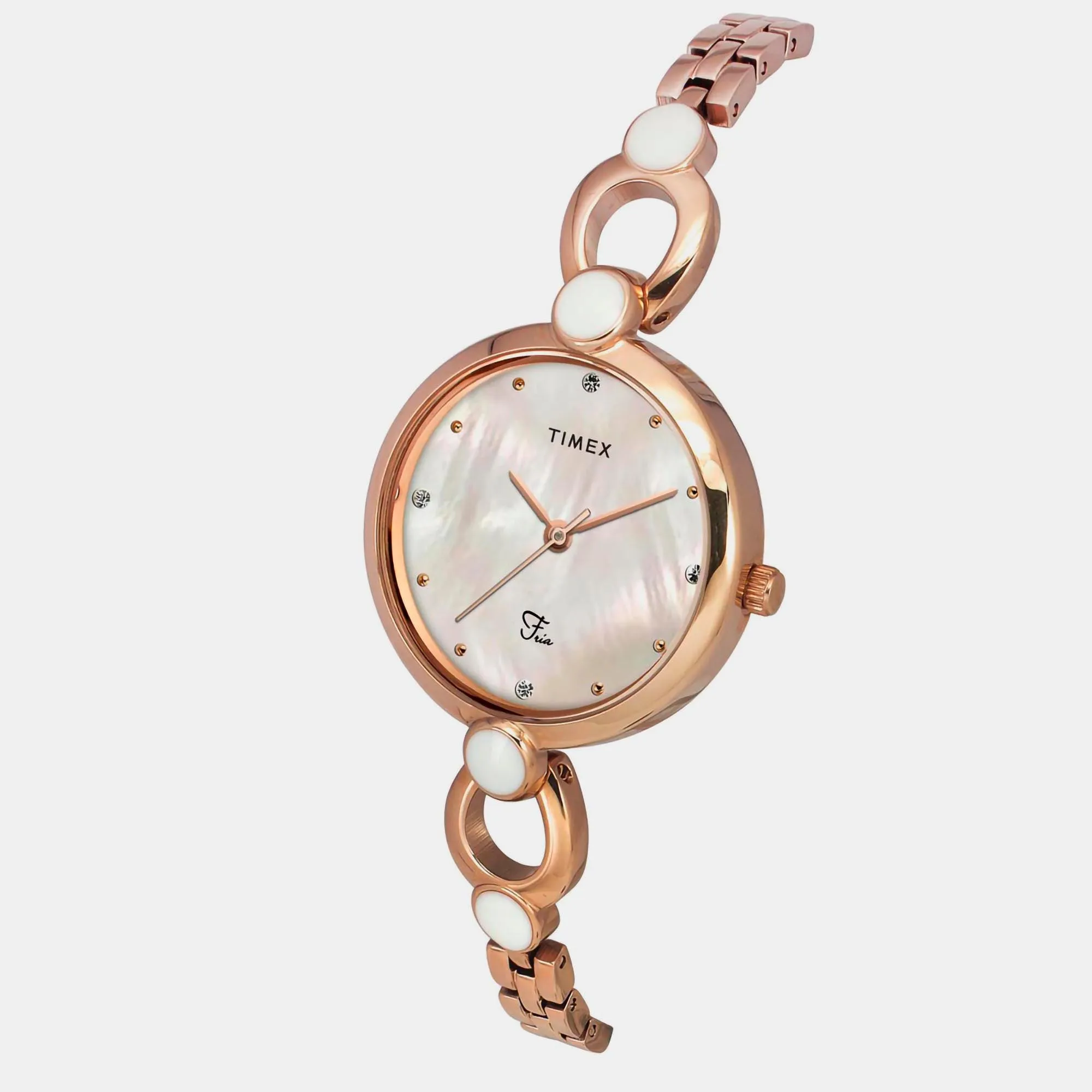 Fria Women's Mother Of Pearl Analog Brass Watch TWEL18102