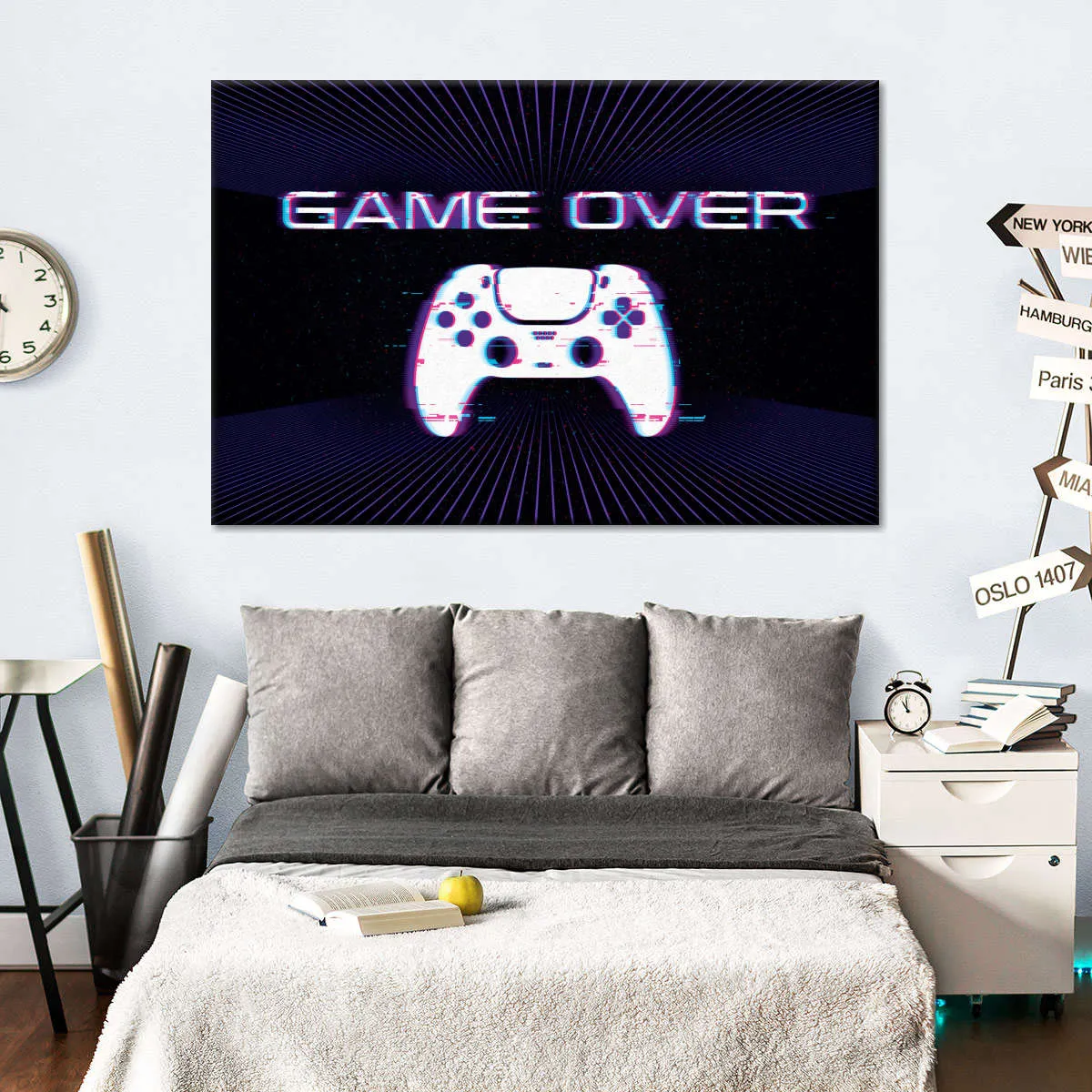 Game Over Controller Glitch Wall Art