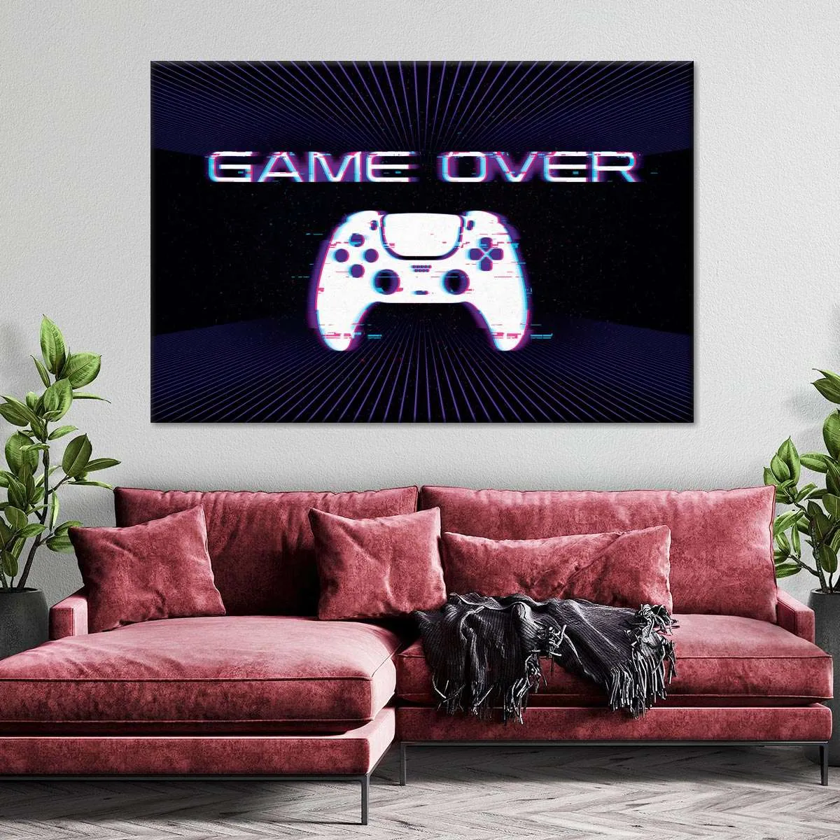 Game Over Controller Glitch Wall Art