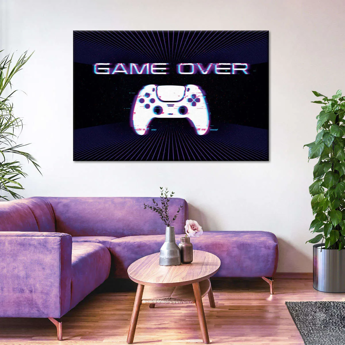 Game Over Controller Glitch Wall Art