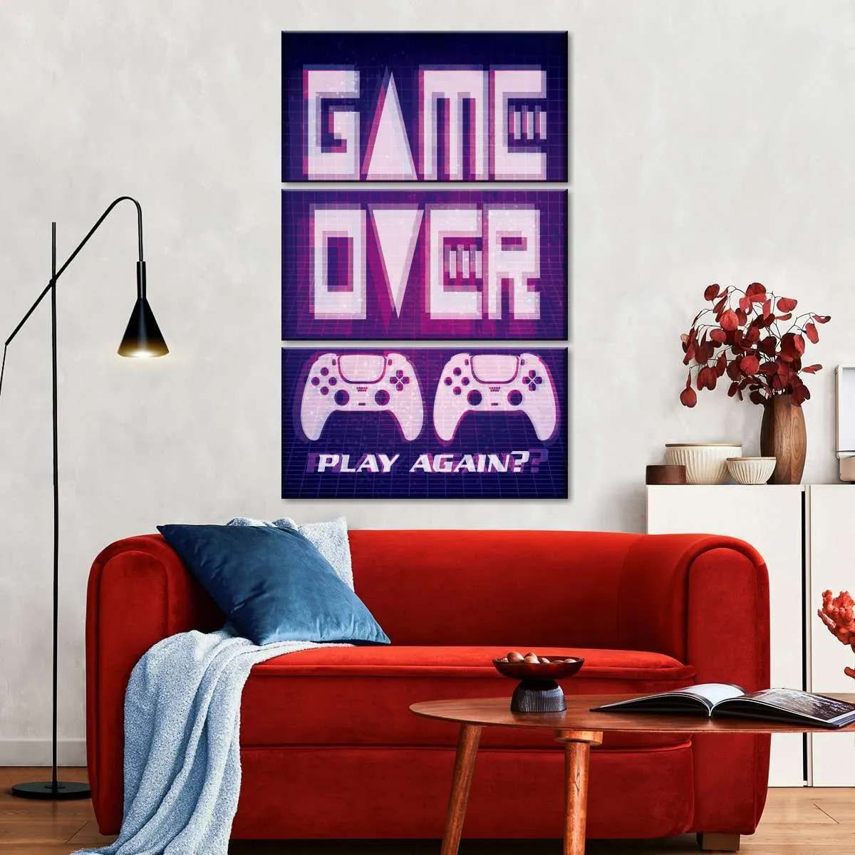 Game Over Play Again Sign Wall Art