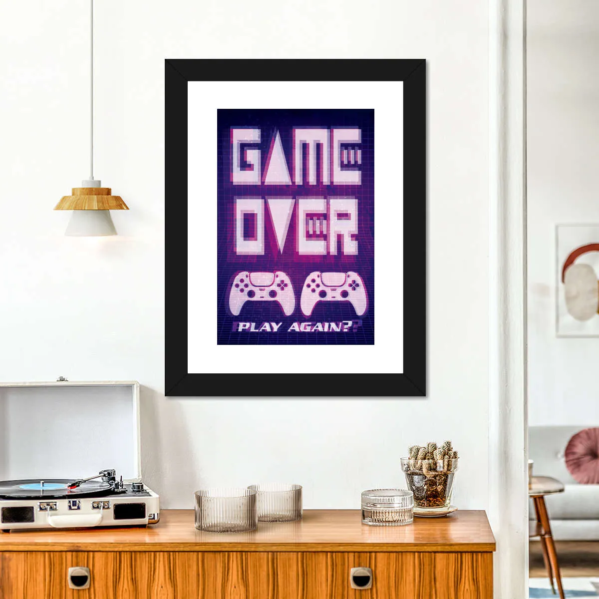 Game Over Play Again Sign Wall Art