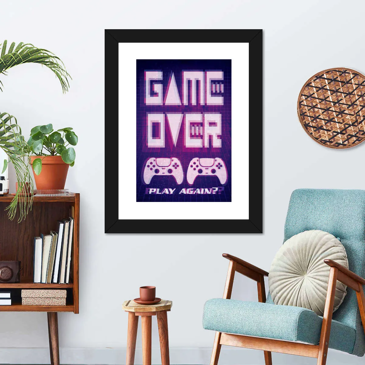 Game Over Play Again Sign Wall Art