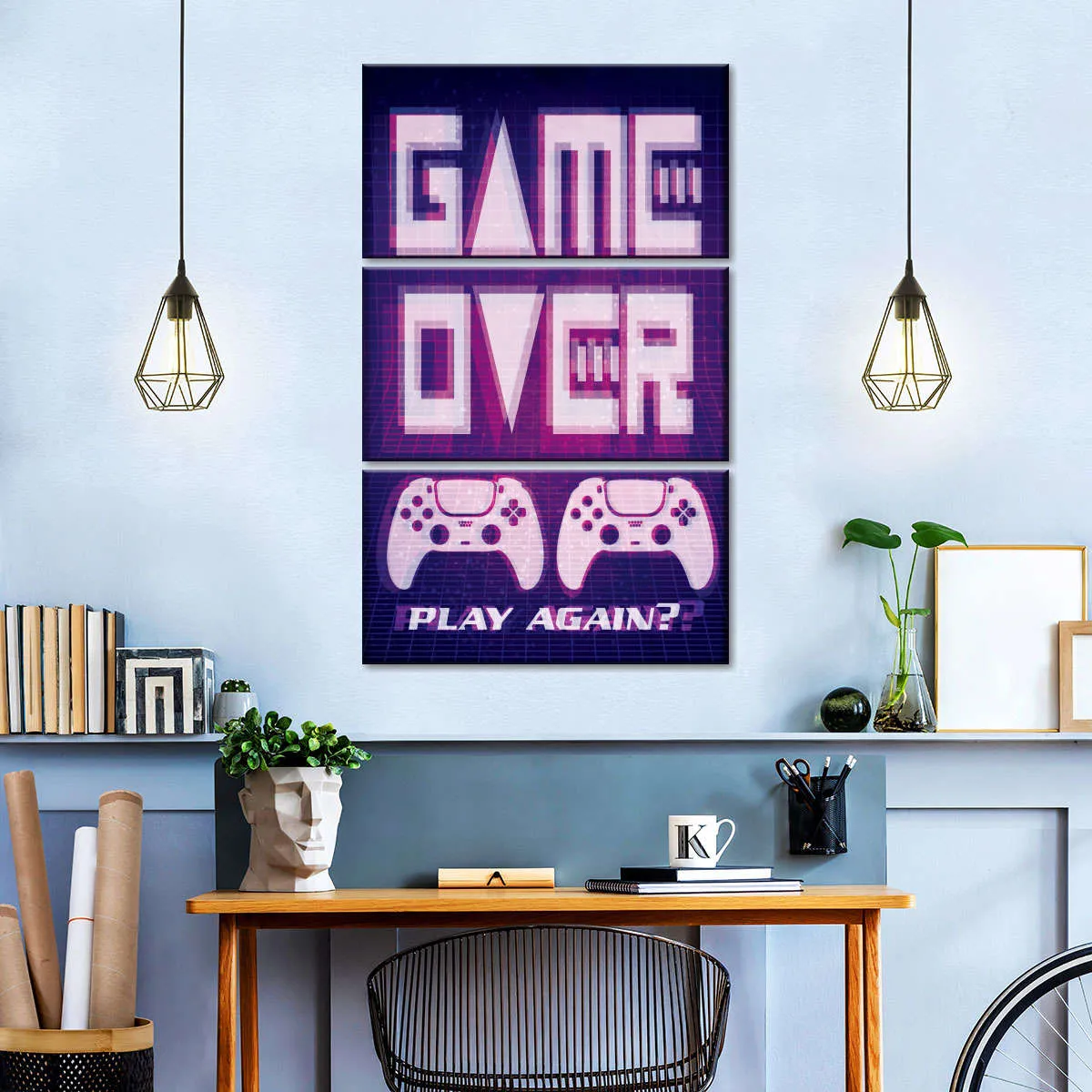 Game Over Play Again Sign Wall Art