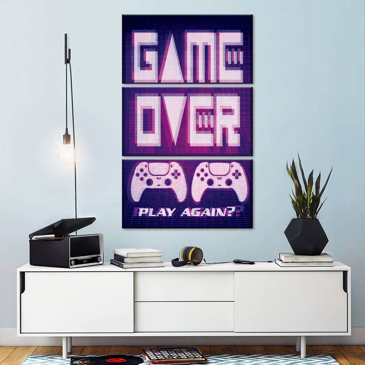 Game Over Play Again Sign Wall Art