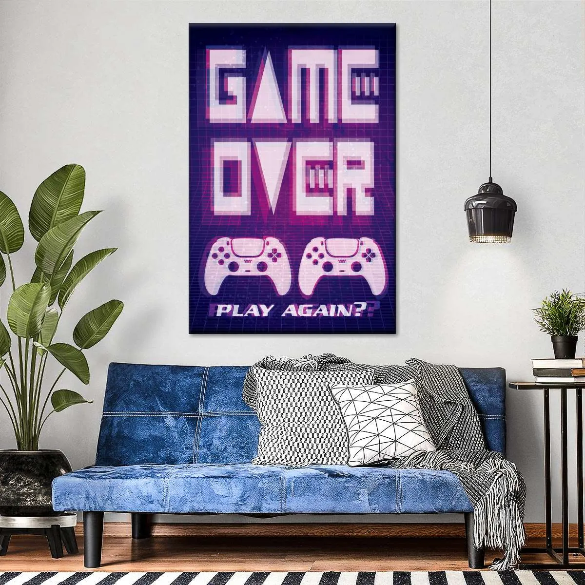 Game Over Play Again Sign Wall Art