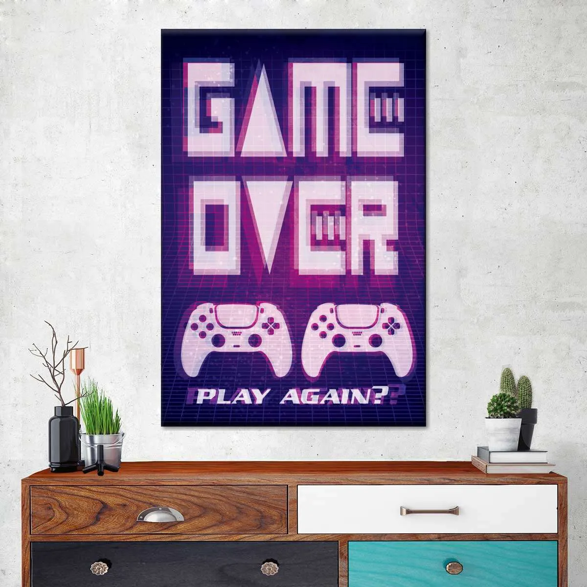 Game Over Play Again Sign Wall Art