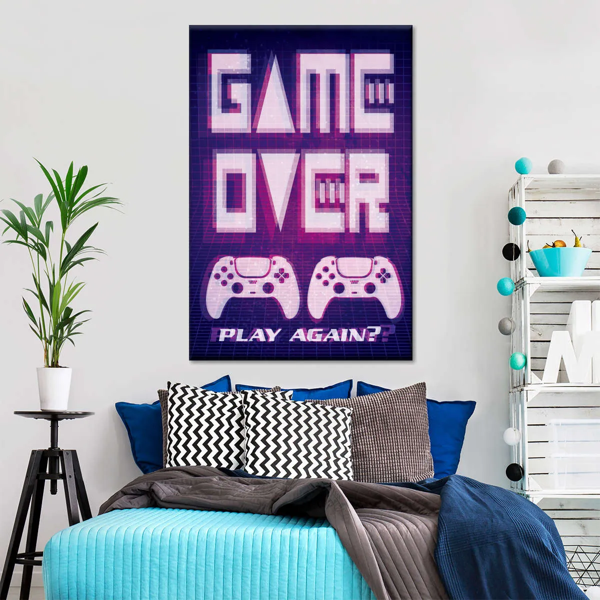 Game Over Play Again Sign Wall Art