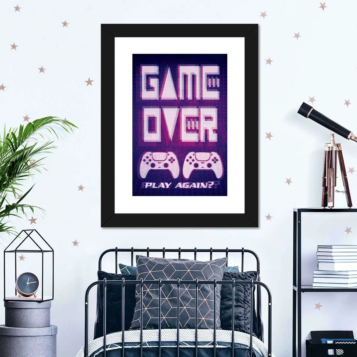 Game Over Play Again Sign Wall Art