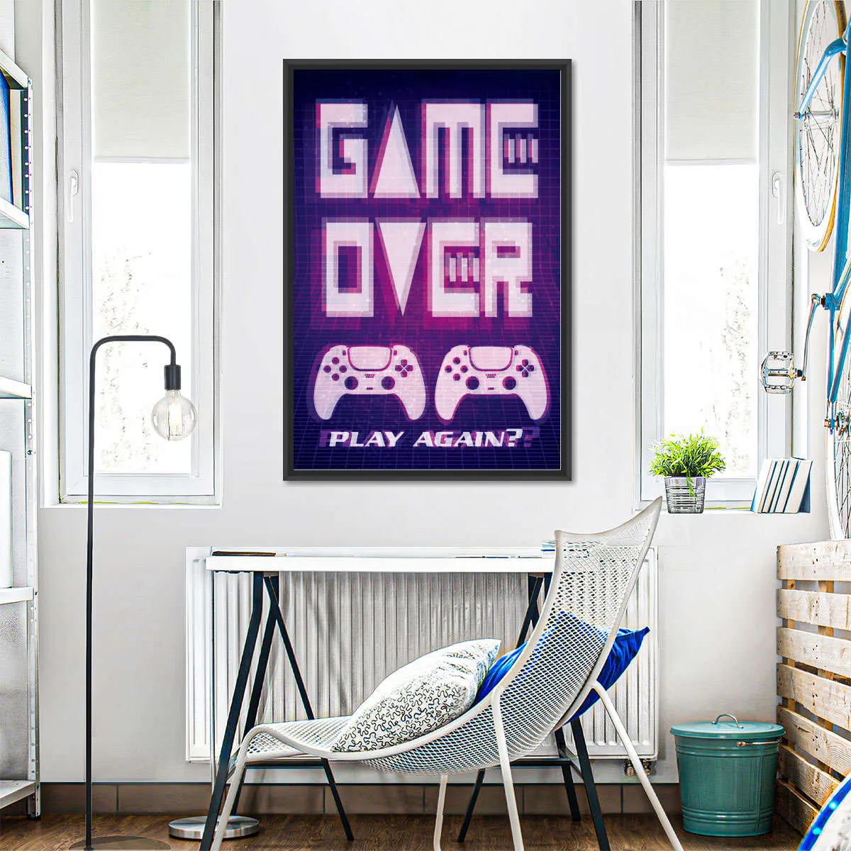 Game Over Play Again Sign Wall Art