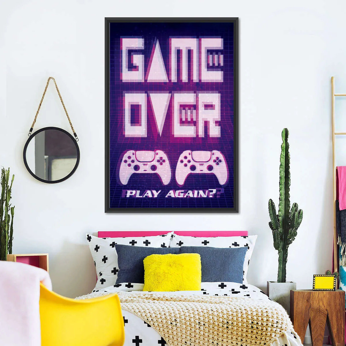 Game Over Play Again Sign Wall Art