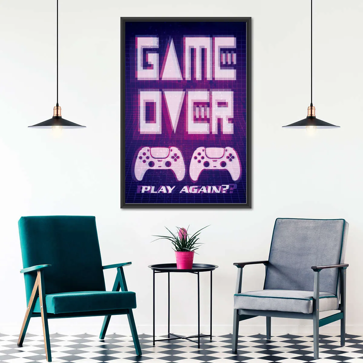 Game Over Play Again Sign Wall Art