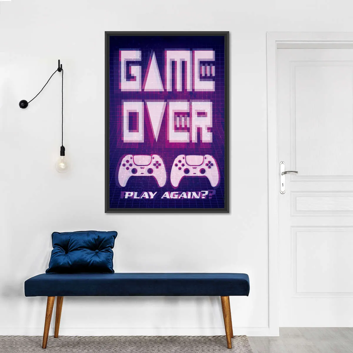 Game Over Play Again Sign Wall Art