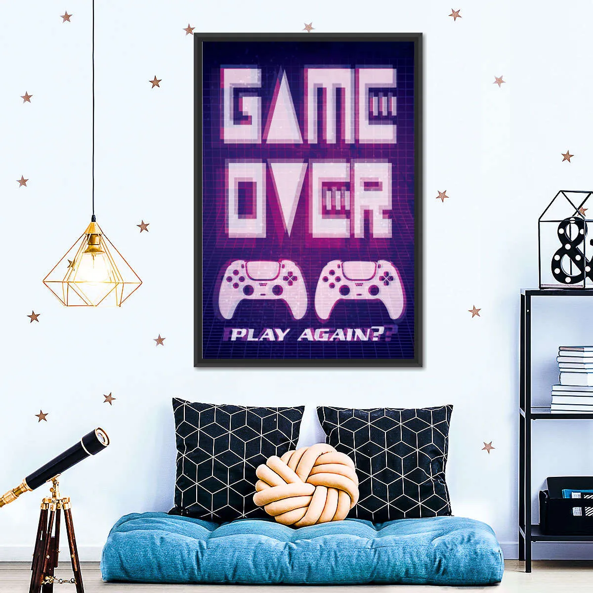 Game Over Play Again Sign Wall Art