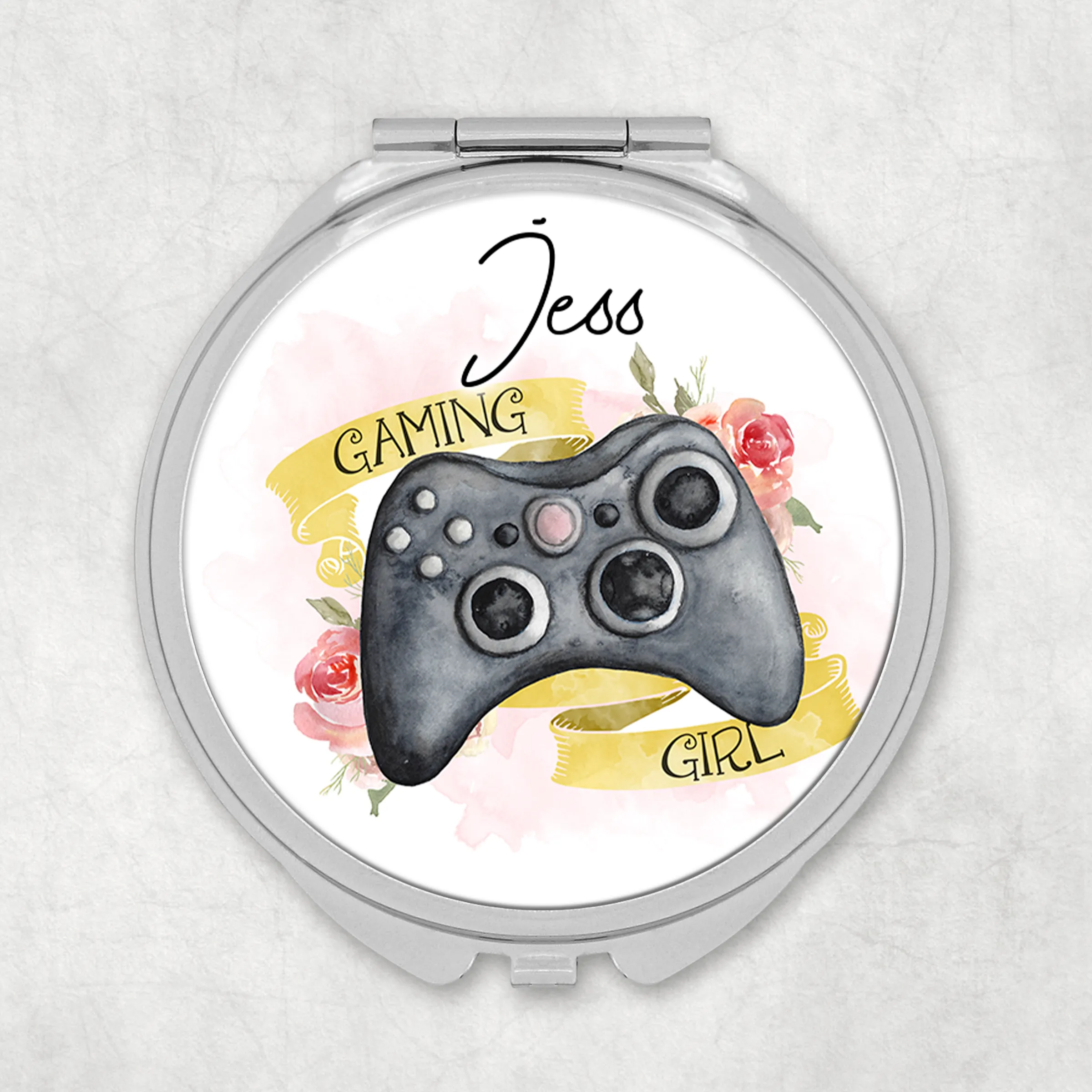 Gaming Girl Controller Personalised Compact Pocket Mirror