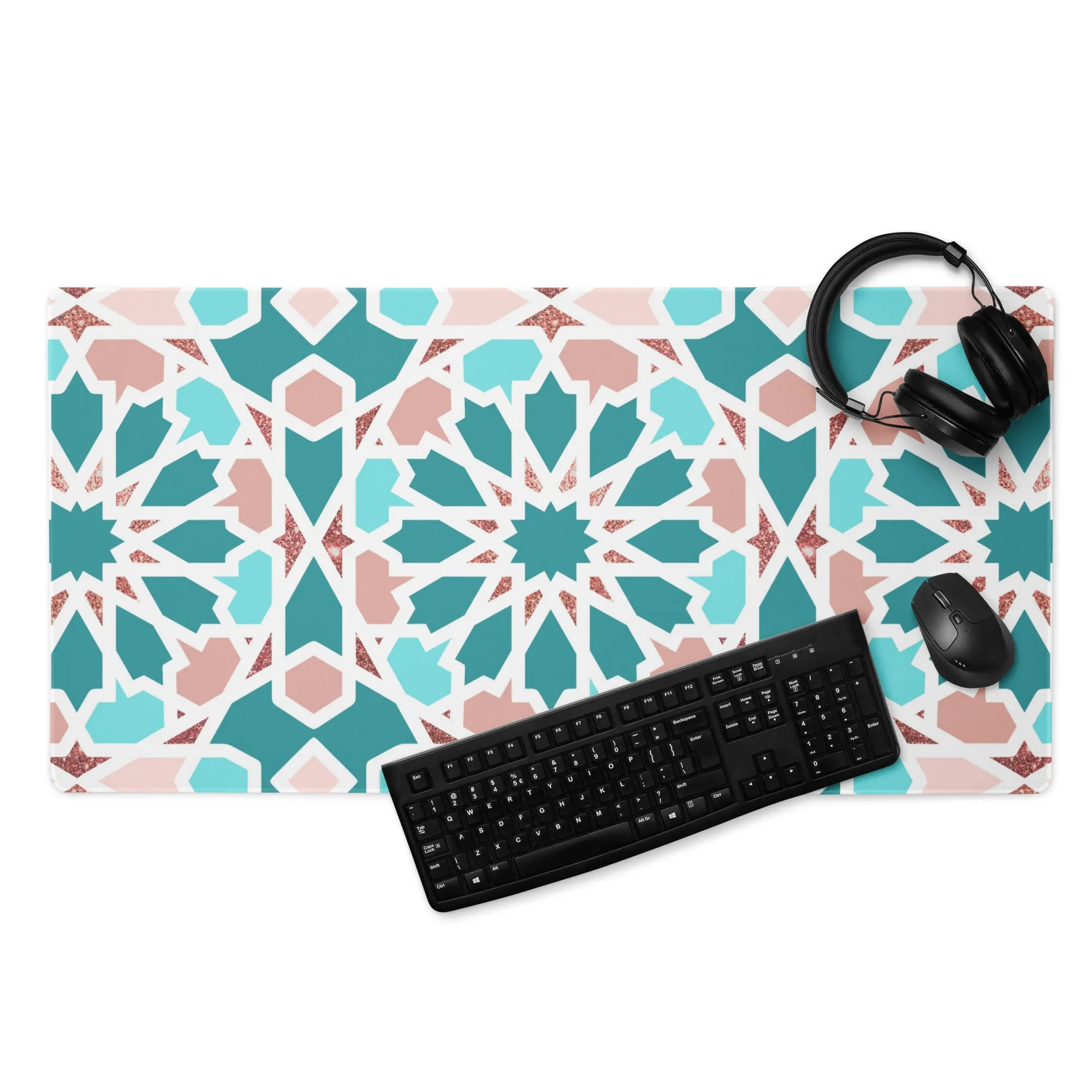 Gaming mouse pad - Geometric Pointed Star in Aqua