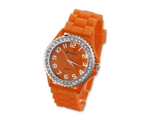 GENEVA Crystal Bezel Large Face Silicone Sport Women's Watch