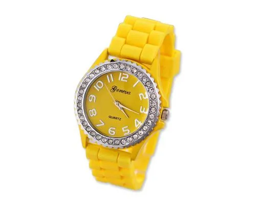 GENEVA Crystal Bezel Large Face Silicone Sport Women's Watch