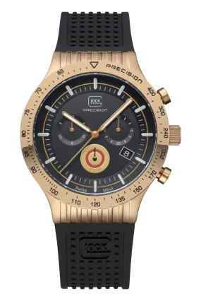 Gents Khaki Steel Glock Watch with Black Dial