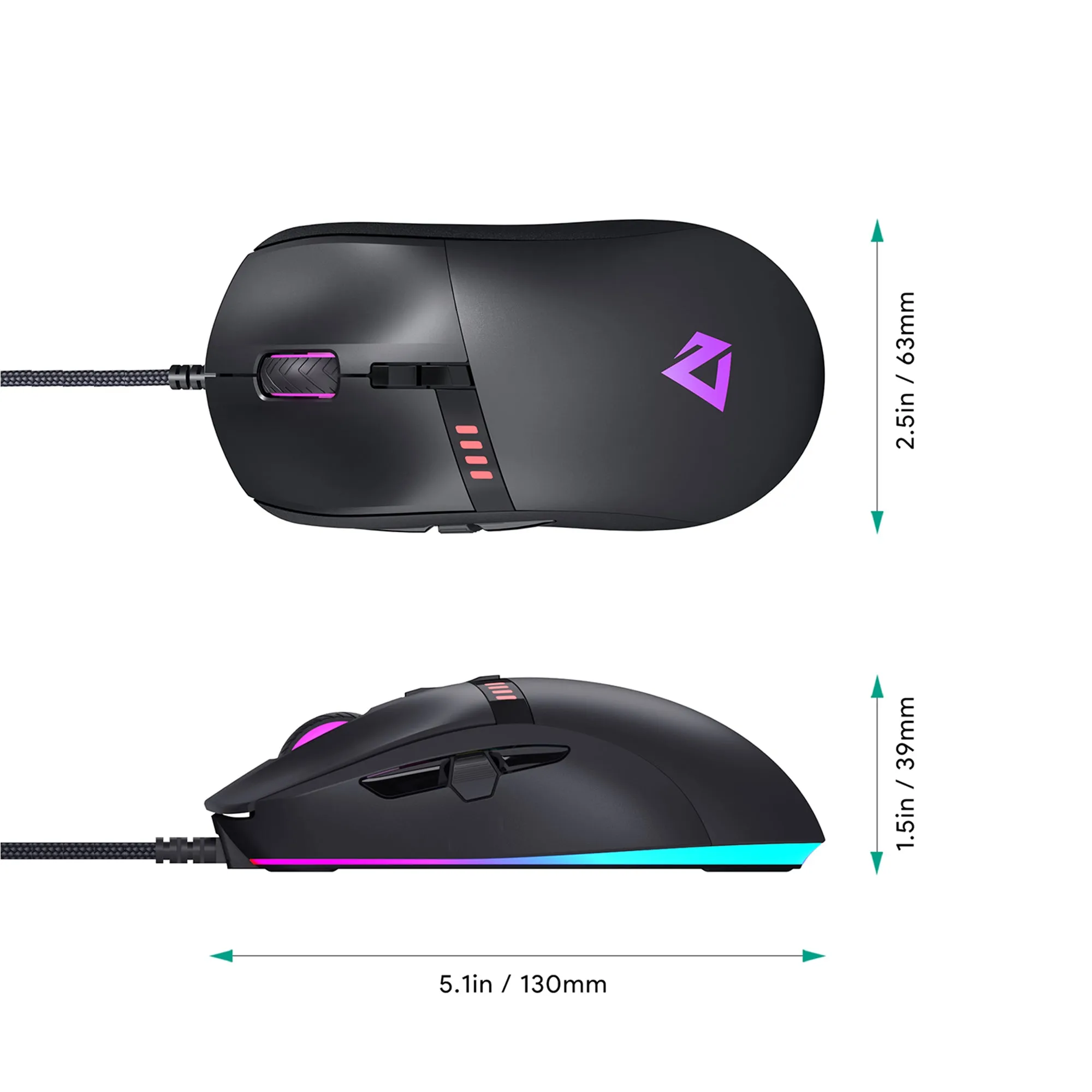 GM-F4 Knight RGB Gaming Mouse with 10000 DPI resolution - Wired