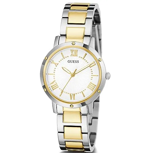 GUESS Womens 34 mm Dawn White Dial Stainless Steel Analog Watch - GW0404L2 (Not assigned,Not Assigned)