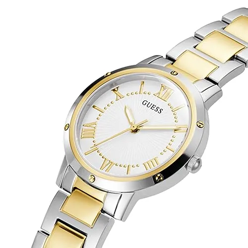 GUESS Womens 34 mm Dawn White Dial Stainless Steel Analog Watch - GW0404L2 (Not assigned,Not Assigned)