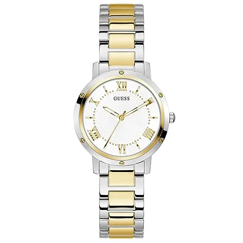 GUESS Womens 34 mm Dawn White Dial Stainless Steel Analog Watch - GW0404L2 (Not assigned,Not Assigned)