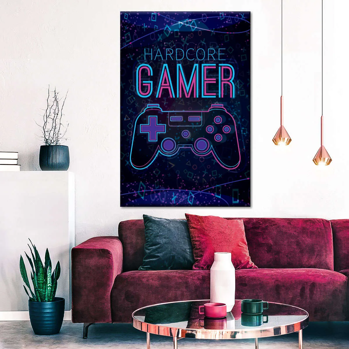 Hardcore Gamer Neon Sign Wall Art