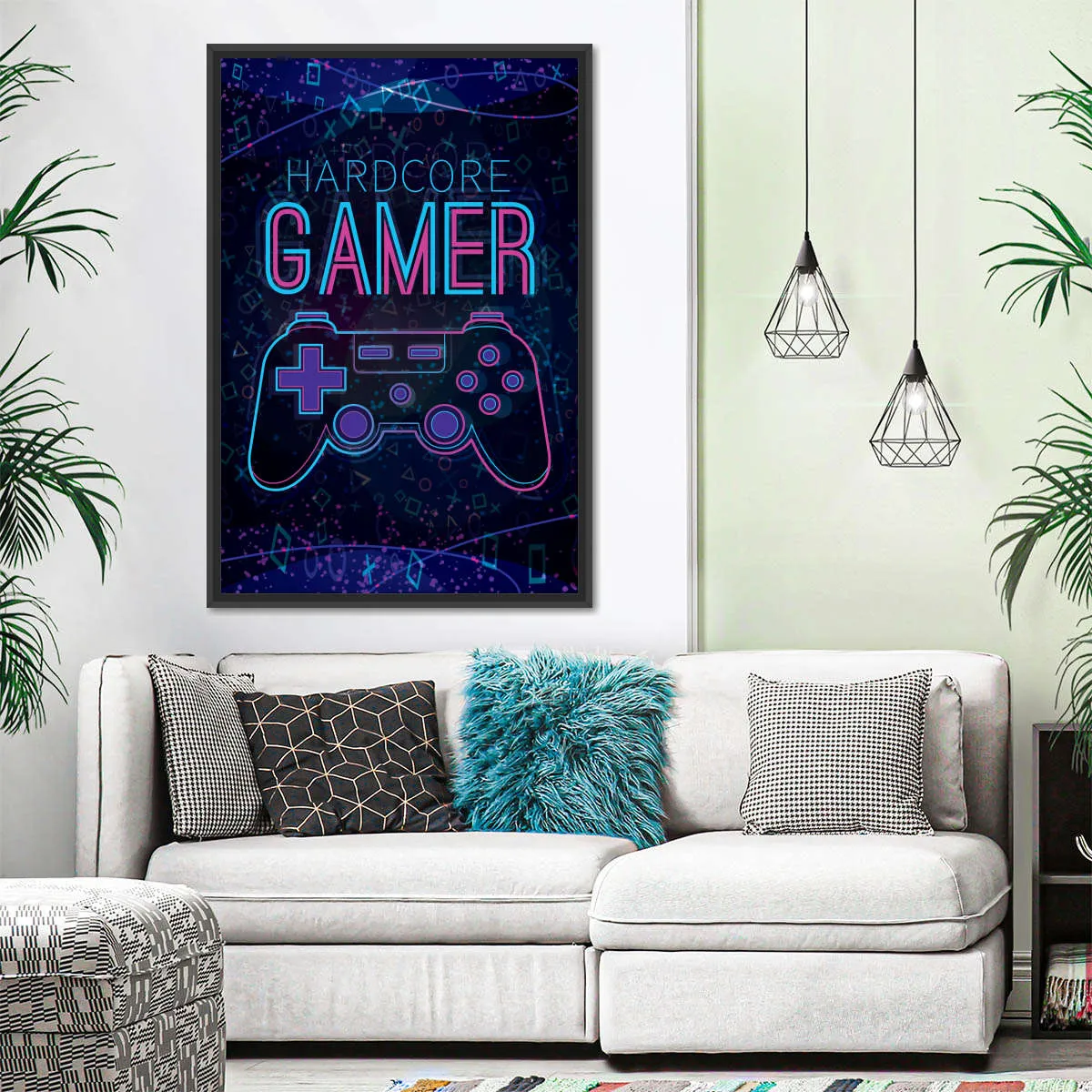 Hardcore Gamer Neon Sign Wall Art