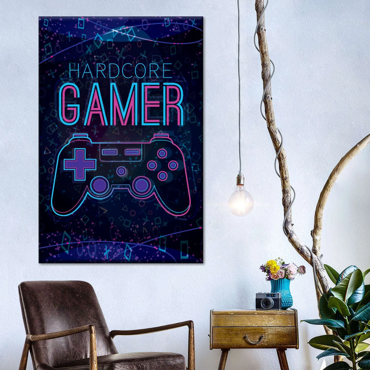 Hardcore Gamer Neon Sign Wall Art