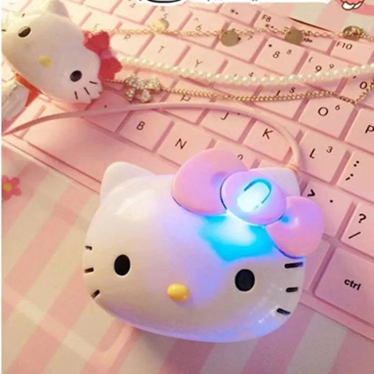 Hello Kitty Inspired Black and Pink Wired Mouse with Mouse Pad