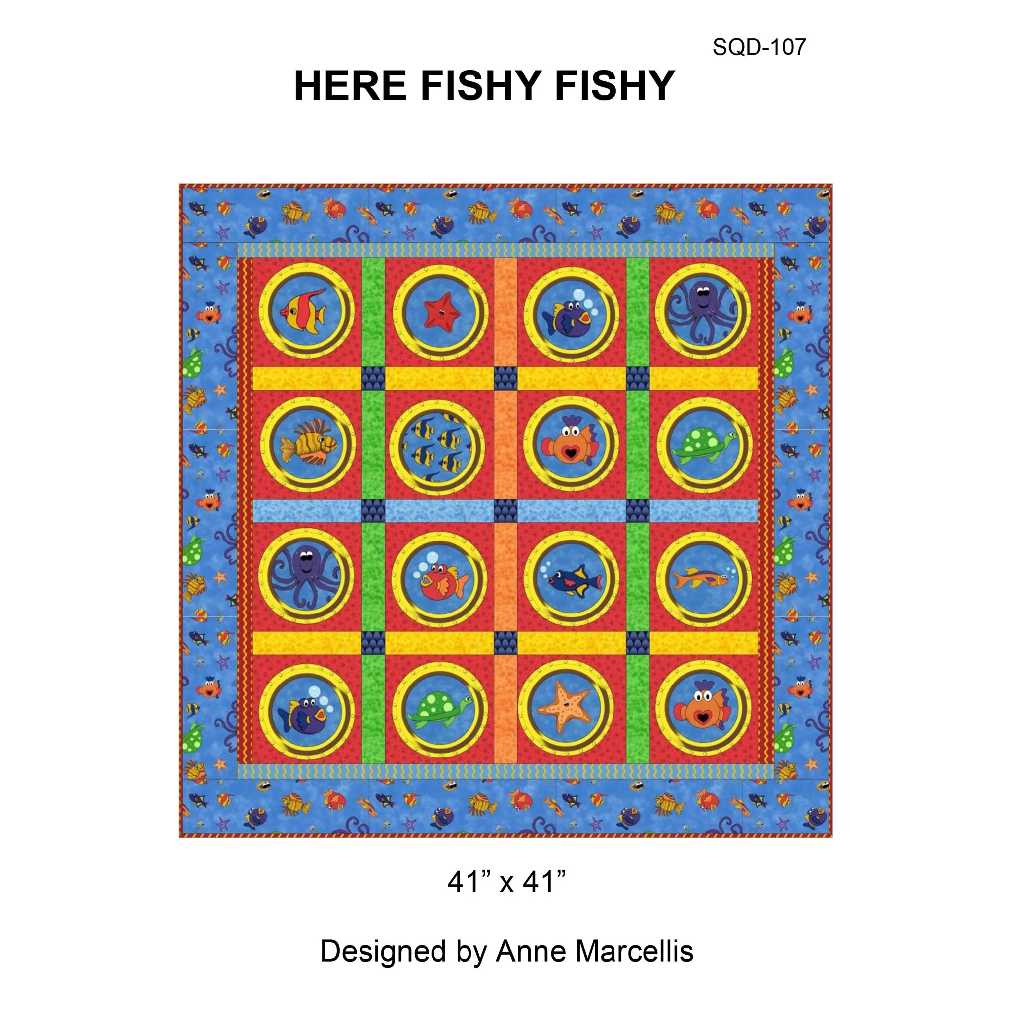 Here Fishy Fishy Quilt SQD-107e - Downloadable Pattern