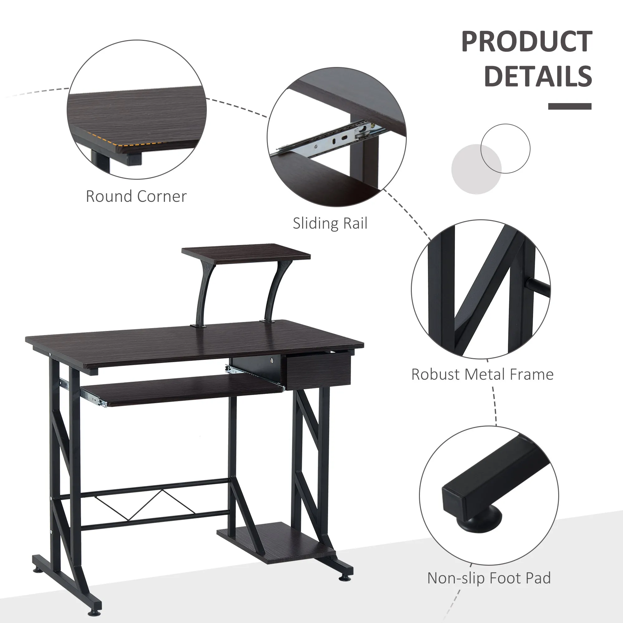 Homcom Computer Desk With Display Stand