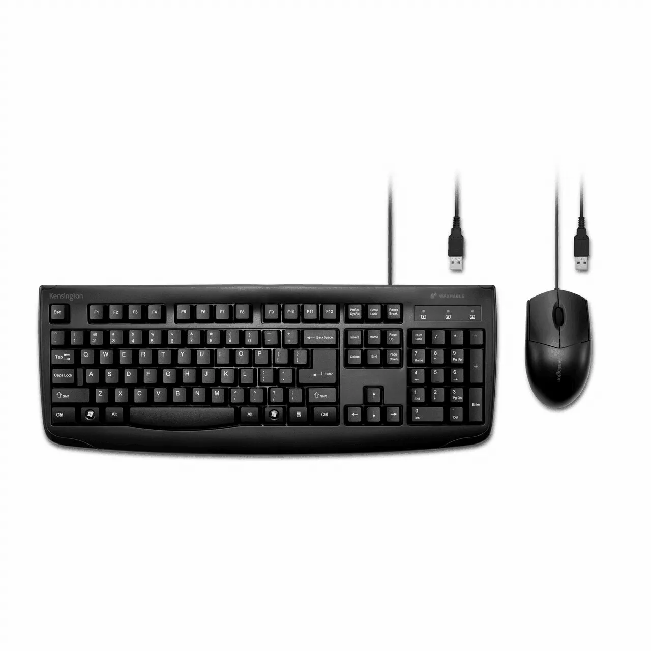 Kensington ProFit Wired Washable Keyboard Mouse Set Bundle Water Resistant