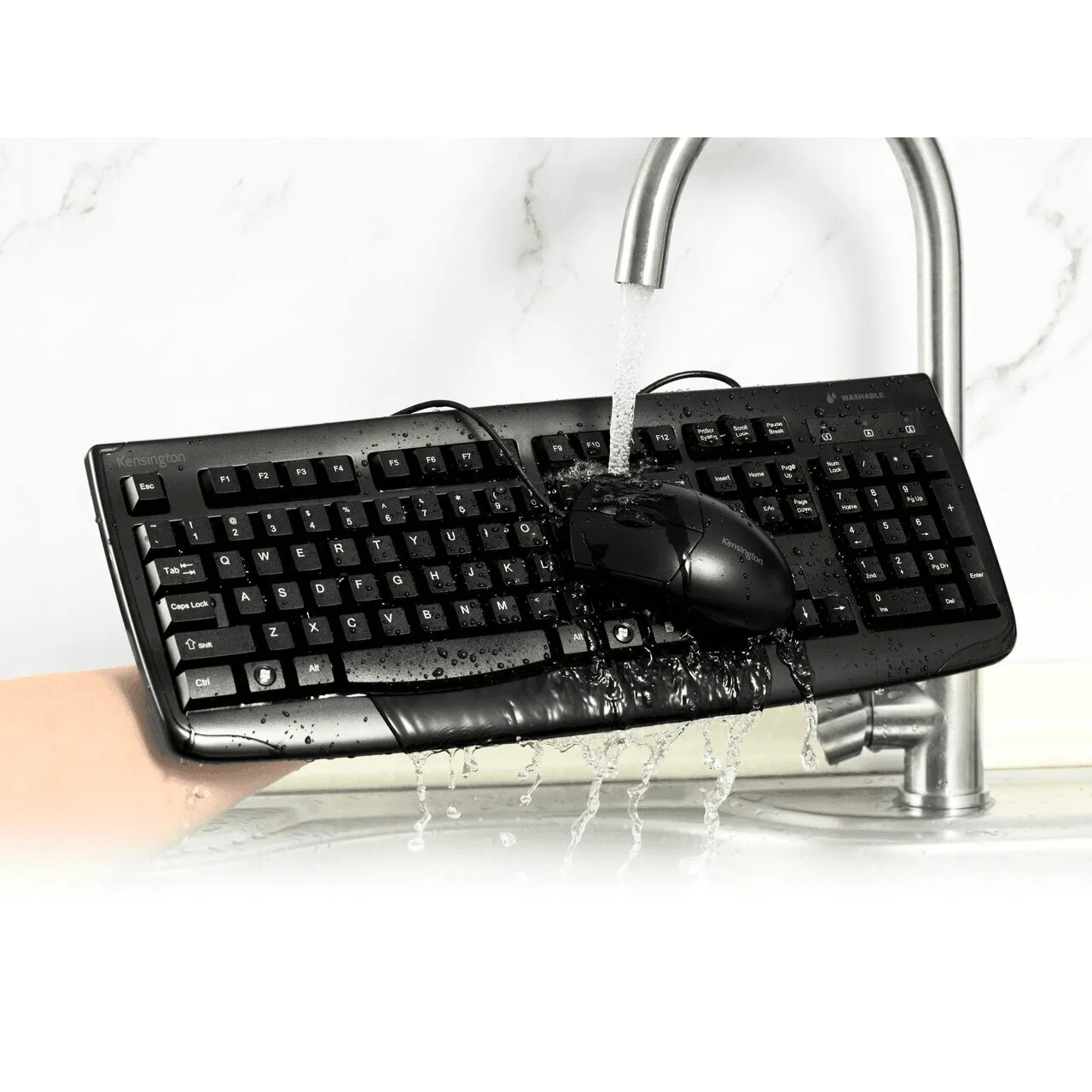 Kensington ProFit Wired Washable Keyboard Mouse Set Bundle Water Resistant