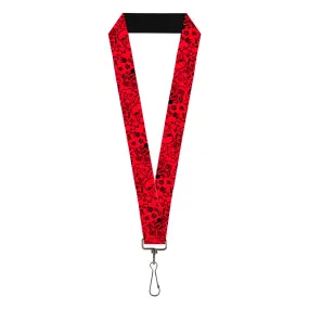 Lanyard - 1.0" - Mickey Mouse Icon Doodles Collage Red Black