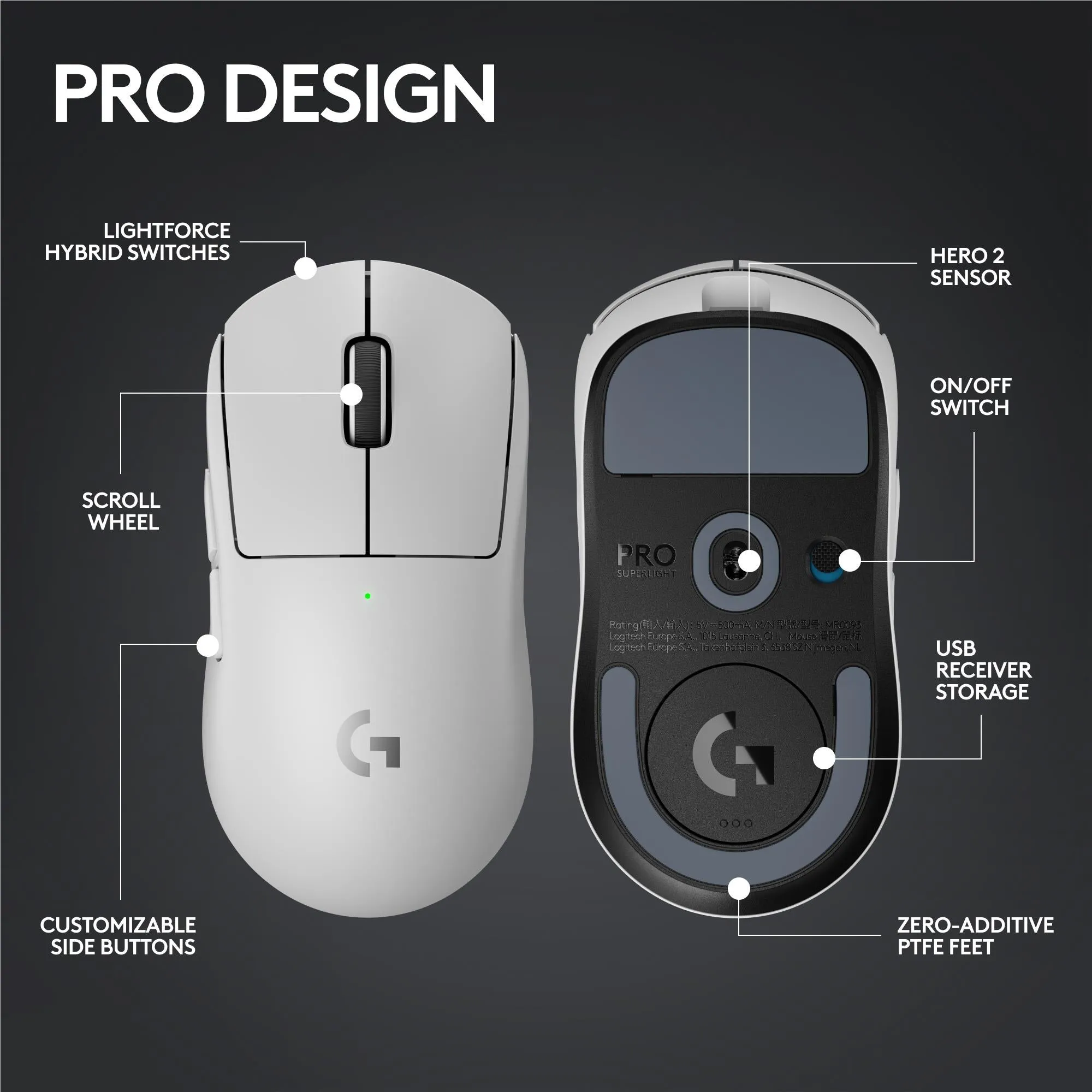 Logitech G PRO X SUPERLIGHT 2 LIGHTSPEED Wireless Gaming Mouse (White)