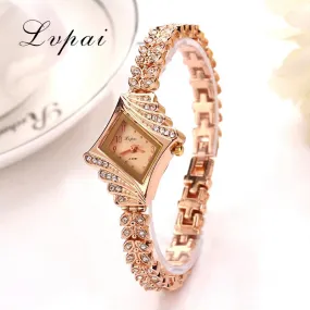 Lvpai Women Watches Luxury Crystal Bracelet Gemstone Wristwatch Dress Watches Women Ladies Gold Watch Fashion Female Brand Watch