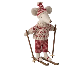 Maileg Red Winter Mouse with Ski Set – Mum