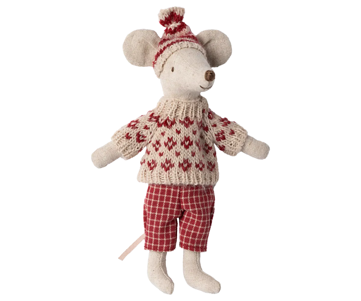 Maileg Red Winter Mouse with Ski Set – Mum