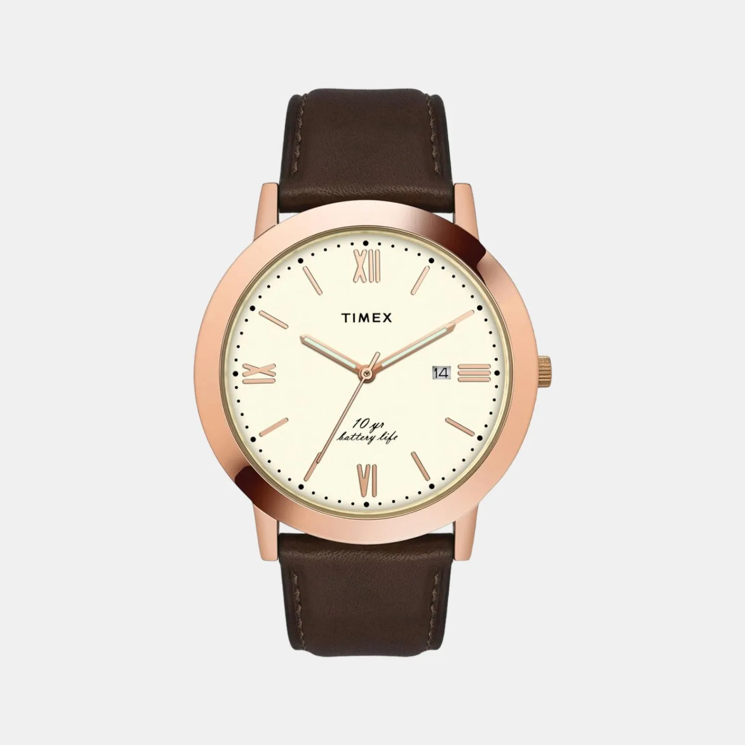 Men Beige Analog Leather Watch TWEG17807