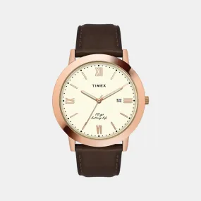 Men Beige Analog Leather Watch TWEG17807