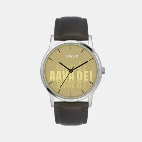 Men Gold Analog Leather Watch TW00ZR562