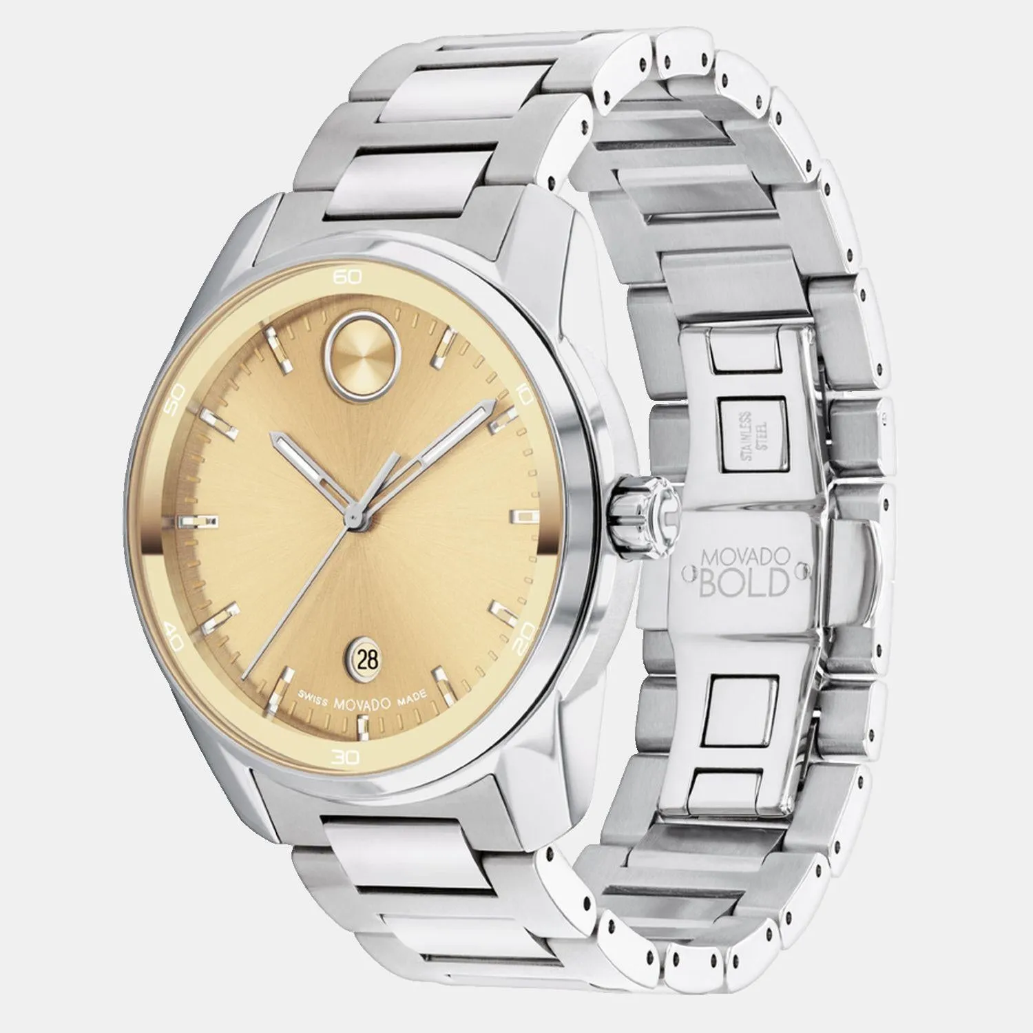 Men Quartz Gold Dial Analog Stainless Steel Watch 3601203