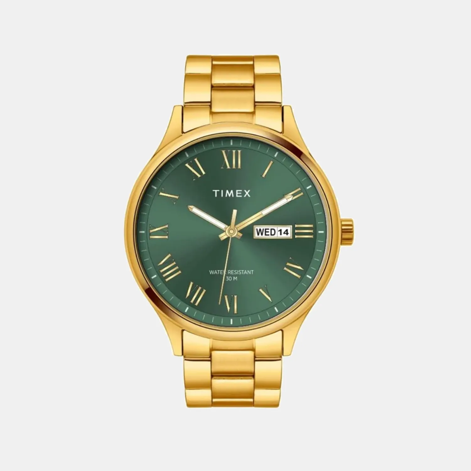 Men Quartz Green Dial Analog Stainless Steel Watch TWEG18446