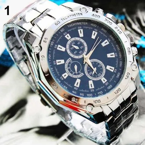 Men Stainless Steel Quartz Analog Wrist Watch