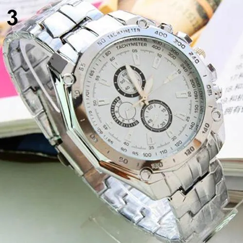 Men Stainless Steel Quartz Analog Wrist Watch